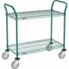 Nexel® Utility Cart, 2 Shelf, Poly-Green®, 36"L x 18"W x 39"H, Polyurethane Swivel Casters