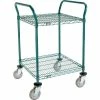 Nexel® Utility Cart, 2 Shelf, Poly-Green®, 24"L x 24"W x 39"H, Polyurethane Swivel Casters