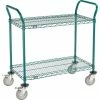 Nexel® Utility Cart, 2 Shelf, Poly-Green®, 36"L x 18"W x 39"H, Polyurethane Brake Casters