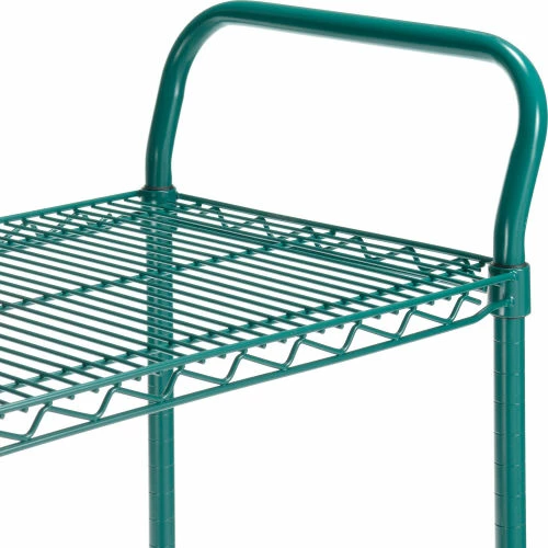 Nexel® Utility Cart, 2 Shelf, Poly-Green®, 36"L x 18"W x 39"H, Polyurethane Brake Casters 3 Nexel® Utility Cart, 2 Shelf, Poly-Green®, 36"L x 18"W x 39"H, Polyurethane Brake Casters - Image 3
