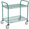 Nexel® Utility Cart, 2 Shelf, Poly-Green®, 36"L x 24"W x 39"H, Polyurethane Brake Casters