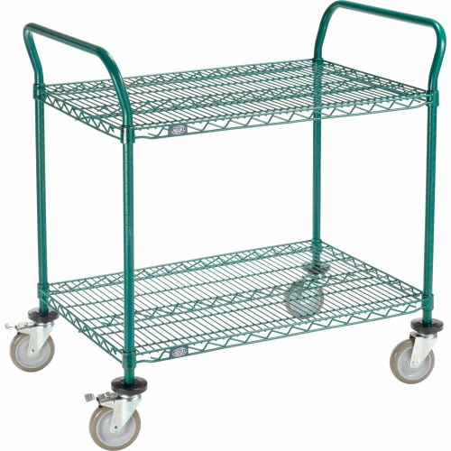 Nexel® Utility Cart, 2 Shelf, Poly-Green®, 36"L x 24"W x 39"H, Polyurethane Brake Casters 1 Nexel® Utility Cart, 2 Shelf, Poly-Green®, 36"L x 24"W x 39"H, Polyurethane Brake Casters