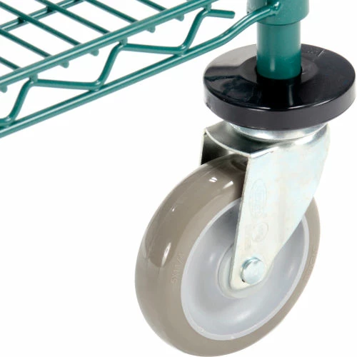 Nexel® Utility Cart, 3 Shelf, Poly-Green®, 36"L x 18"W x 39"H, Polyurethane Brake Casters 5 Nexel® Utility Cart, 3 Shelf, Poly-Green®, 36"L x 18"W x 39"H, Polyurethane Brake Casters - Image 5