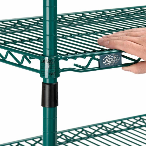 Nexel® Utility Cart, 3 Shelf, Poly-Green®, 36"L x 18"W x 39"H, Polyurethane Brake Casters 7 Nexel® Utility Cart, 3 Shelf, Poly-Green®, 36"L x 18"W x 39"H, Polyurethane Brake Casters - Image 7