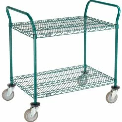Nexel® Utility Cart, 2 Shelf, Poly-Green®, 36"L x 24"W x 39"H, Polyurethane Swivel Casters