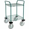 Nexel® Utility Cart, 2 Shelf, Poly-Green®, 24"L x 24"W x 42"H, Pneumatic Rigid Casters