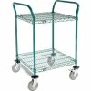 Nexel® Utility Cart, 2 Shelf, Poly-Green®, 24"L x 24"W x 39"H, Polyurethane Rigid Casters