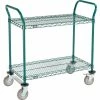 Nexel® Utility Cart, 2 Shelf, Poly-Green®, 36"L x 18"W x 39"H, Polyurethane Rigid Casters