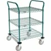 Nexel® Utility Cart, 3 Shelf, Poly-Green®, 24"L x 24"W x 39"H, Polyurethane Rigid Casters