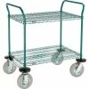 Nexel® Utility Cart, 2 Shelf, Poly-Green®, 36"L x 24"W x 42"H, Pneumatic Rigid Casters