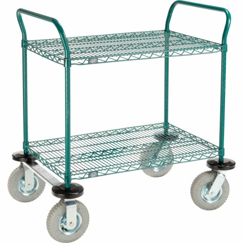 Nexel® Utility Cart, 2 Shelf, Poly-Green®, 36"L x 24"W x 42"H, Pneumatic Rigid Casters 1 Nexel® Utility Cart, 2 Shelf, Poly-Green®, 36"L x 24"W x 42"H, Pneumatic Rigid Casters