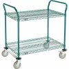 Nexel® Utility Cart, 2 Shelf, Poly-Green®, 36"L x 24"W x 39"H, Polyurethane Rigid Casters