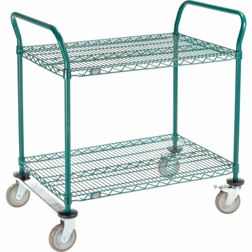 Nexel® Utility Cart, 2 Shelf, Poly-Green®, 36"L x 24"W x 39"H, Polyurethane Rigid Casters 1 Nexel® Utility Cart, 2 Shelf, Poly-Green®, 36"L x 24"W x 39"H, Polyurethane Rigid Casters