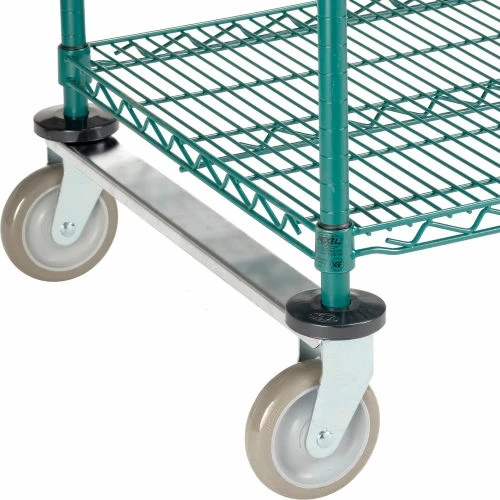 Nexel® Utility Cart, 2 Shelf, Poly-Green®, 36"L x 24"W x 39"H, Polyurethane Rigid Casters 4 Nexel® Utility Cart, 2 Shelf, Poly-Green®, 36"L x 24"W x 39"H, Polyurethane Rigid Casters - Image 4