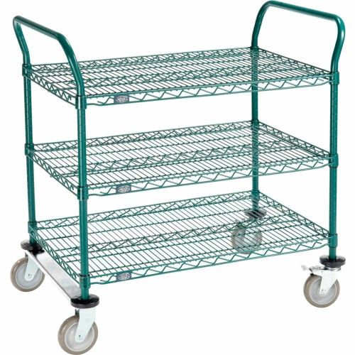 Nexel® Utility Cart, 3 Shelf, Poly-Green®, 36"L x 24"W x 39"H, Polyurethane Rigid Casters 1 Nexel® Utility Cart, 3 Shelf, Poly-Green®, 36"L x 24"W x 39"H, Polyurethane Rigid Casters