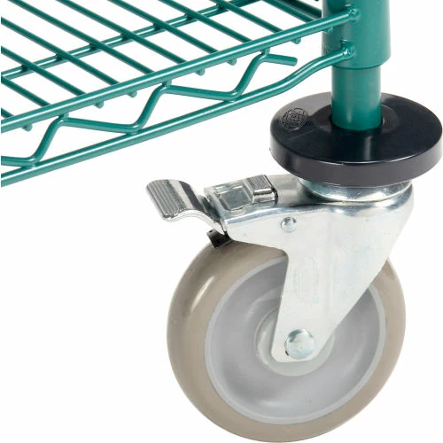 Nexel® Utility Cart, 3 Shelf, Poly-Green®, 36"L x 24"W x 39"H, Polyurethane Rigid Casters 5 Nexel® Utility Cart, 3 Shelf, Poly-Green®, 36"L x 24"W x 39"H, Polyurethane Rigid Casters - Image 5