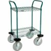 Nexel® Utility Cart, 2 Shelf, Poly-Green®, 24"L x 18"W x 42"H, Pneumatic Rigid Casters