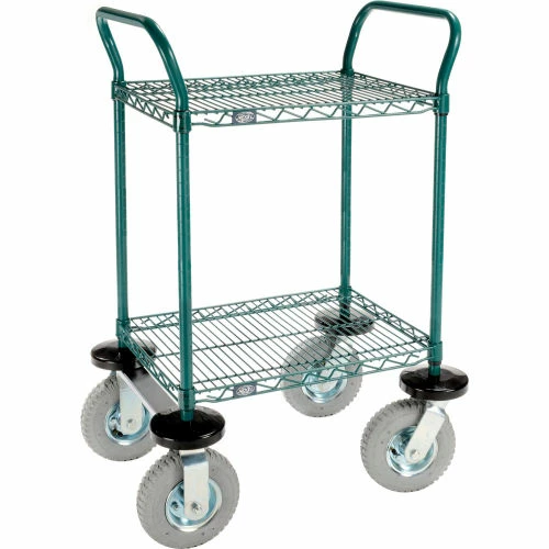 Nexel® Utility Cart, 2 Shelf, Poly-Green®, 24"L x 18"W x 42"H, Pneumatic Rigid Casters 1 Nexel® Utility Cart, 2 Shelf, Poly-Green®, 24"L x 18"W x 42"H, Pneumatic Rigid Casters
