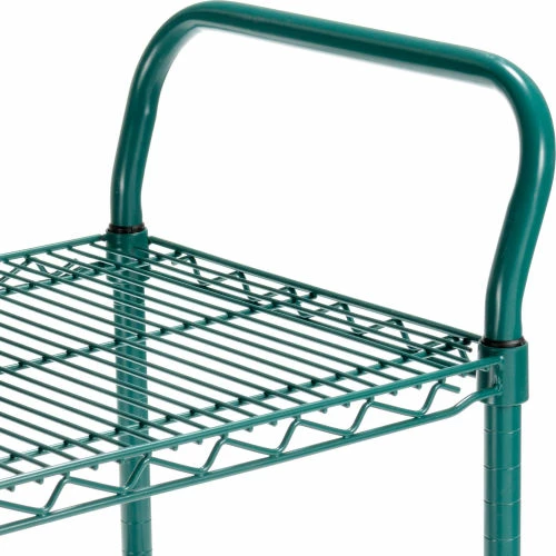 Nexel® Utility Cart, 2 Shelf, Poly-Green®, 24"L x 18"W x 42"H, Pneumatic Rigid Casters 3 Nexel® Utility Cart, 2 Shelf, Poly-Green®, 24"L x 18"W x 42"H, Pneumatic Rigid Casters - Image 3