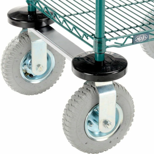 Nexel® Utility Cart, 2 Shelf, Poly-Green®, 24"L x 18"W x 42"H, Pneumatic Rigid Casters 4 Nexel® Utility Cart, 2 Shelf, Poly-Green®, 24"L x 18"W x 42"H, Pneumatic Rigid Casters - Image 4