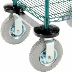 Nexel® Utility Cart, 3 Shelf, Poly-Green®, 24"L x 18"W x 42"H, Pneumatic Rigid Casters -Utility Carts Elegant store B3050476 03