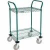 Nexel® Utility Cart, 2 Shelf, Poly-Green®, 24"L x 18"W x 39"H, Polyurethane Rigid Casters
