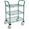 Nexel® Utility Cart, 3 Shelf, Poly-Green®, 24"L x 18"W x 39"H, Polyurethane Rigid Casters