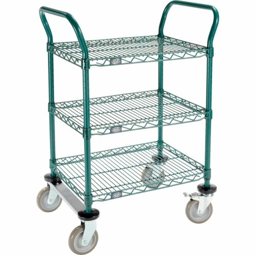 Nexel® Utility Cart, 3 Shelf, Poly-Green®, 24"L x 18"W x 39"H, Polyurethane Rigid Casters 1 Nexel® Utility Cart, 3 Shelf, Poly-Green®, 24"L x 18"W x 39"H, Polyurethane Rigid Casters