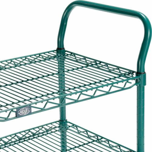 Nexel® Utility Cart, 3 Shelf, Poly-Green®, 24"L x 18"W x 39"H, Polyurethane Rigid Casters 3 Nexel® Utility Cart, 3 Shelf, Poly-Green®, 24"L x 18"W x 39"H, Polyurethane Rigid Casters - Image 3