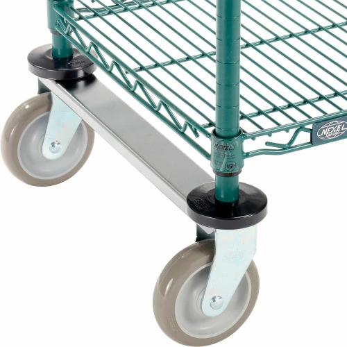 Nexel® Utility Cart, 3 Shelf, Poly-Green®, 24"L x 18"W x 39"H, Polyurethane Rigid Casters 4 Nexel® Utility Cart, 3 Shelf, Poly-Green®, 24"L x 18"W x 39"H, Polyurethane Rigid Casters - Image 4