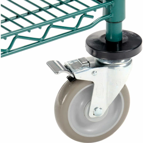 Nexel® Utility Cart, 3 Shelf, Poly-Green®, 24"L x 18"W x 39"H, Polyurethane Rigid Casters 5 Nexel® Utility Cart, 3 Shelf, Poly-Green®, 24"L x 18"W x 39"H, Polyurethane Rigid Casters - Image 5