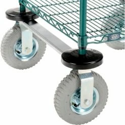 Nexel® Utility Cart, 3 Shelf, Poly-Green®, 24"L x 24"W x 42"H, Pneumatic Rigid Casters -Utility Carts Elegant store B3050513 03