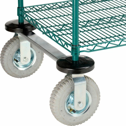 Nexel® Utility Cart, 3 Shelf, Poly-Green®, 36"L x 24"W x 42"H, Pneumatic Rigid Casters 4 Nexel® Utility Cart, 3 Shelf, Poly-Green®, 36"L x 24"W x 42"H, Pneumatic Rigid Casters - Image 4