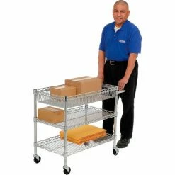Luxor Wire Transport Cart, 400 lb. Capacity, 30"L x 18"W x 30"H, Silver -Utility Carts Elegant store B379270 05
