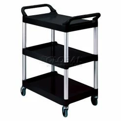 Rubbermaid® Service Cart w/3 Shelves, 200 lb. Capacity, 33-5/8"L x 18-5/8"W x 37-3/4"H, Black