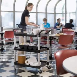 Rubbermaid® Service Cart w/3 Shelves, 200 lb. Capacity, 33-5/8"L x 18-5/8"W x 37-3/4"H, Black -Utility Carts Elegant store B56117 02