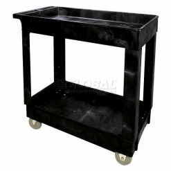 Rubbermaid® Plastic Utility Cart w/2 Shelves, 300 lb. Capacity, 34"L x 16"W x 31-1/4"H, Black