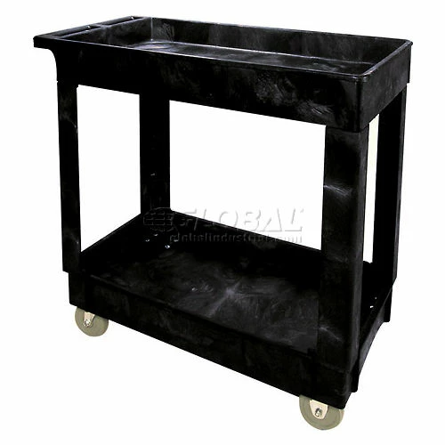 Rubbermaid® Plastic Utility Cart w/2 Shelves, 300 lb. Capacity, 34"L x 16"W x 31-1/4"H, Black 1 Rubbermaid® Plastic Utility Cart w/2 Shelves, 300 lb. Capacity, 34"L x 16"W x 31-1/4"H, Black