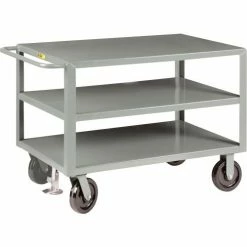Little Giant® Shelf Truck w/3 Shelves & Floor Lock, 5000 lb. Cap, 77-1/2"L x 36"W x 36"H, Gray