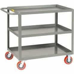 Little Giant® Welded Service Cart w/3 Lip Shelves, 2000 lb. Capacity, 60"L x 30"W x 35"H, Gray