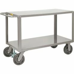 Little Giant® Shelf Truck w/2 Shelves & Floor Lock, 5000 lb. Cap, 53-1/2"L x 30"W x 36"H, Gray
