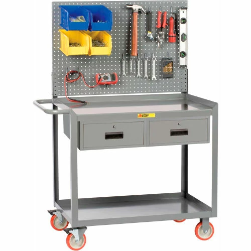Little Giant® Mobile Workstation w/Pegboard & 2 Drawers, 1200 lb. Capacity, 41"L x 24"W x 60"H 1 Little Giant® Mobile Workstation w/Pegboard & 2 Drawers, 1200 lb. Capacity, 41"L x 24"W x 60"H