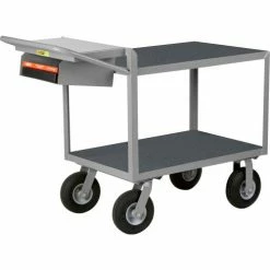 Little Giant® Instrument Cart w/Flat Shelves & Mat, 1200 lb. Cap, 36"L x 24"W x 34"H, Gray