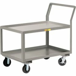 Little Giant® Utility Cart, 2 Tray Shelves, Wheel Brakes, 3600 lb. Cap, 39"L x 24"W x 44-1/2"H