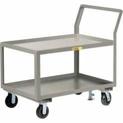 Little Giant® Utility Cart w/2 Tray Shelves & Floor Lock, 3600 lb. Cap, 63"L x 30"W x 42"H