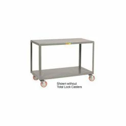 Little Giant® Mobile Table w/2 Shelves & Lock Casters, 1000 lb. Cap, 32"L x 18"W x 34"H, Gray