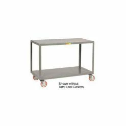 Little Giant® Mobile Table w/2 Shelves & Lock Casters, 1000 lb. Cap, 36"L x 24"W x 34"H, Gray