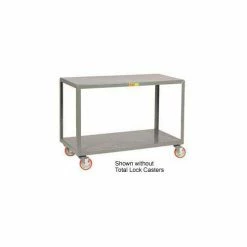 Little Giant® Mobile Table w/2 Shelves & Lock Casters, 1000 lb. Cap, 48"L x 24"W x 34"H, Gray