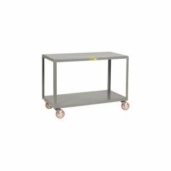 Little Giant® Mobile Table w/2 Shelves & Wheel Brakes, 1000 lb. Cap, 72"L x 30"W x 34"H, Gray