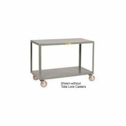 Little Giant® Mobile Table w/2 Shelves & Lock Casters, 1000 lb. Cap, 72"L x 30"W x 34"H, Gray